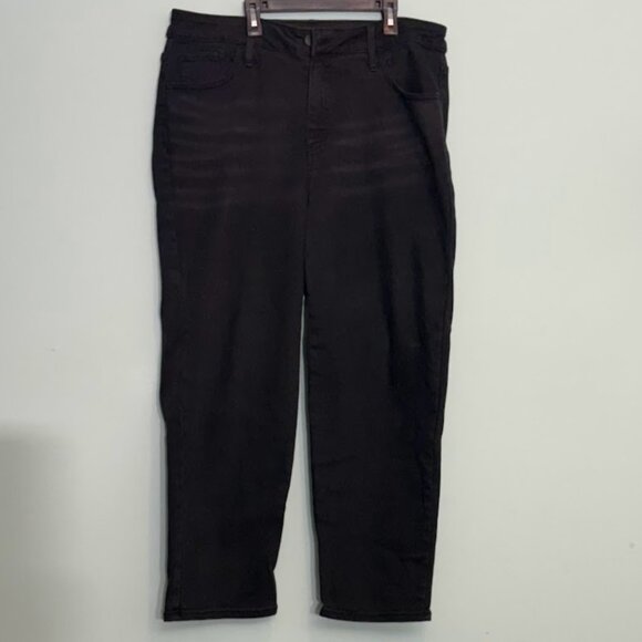 Ava & Viv washed black high rise slim straight crop jeans NWOT - Picture 1 of 2